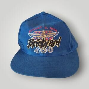 Vintage 1996 Brickyard 400 Snapback Hat Blue Top Of The World Indianapolis